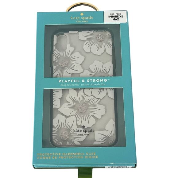 Kate Spade NY Case for iPhone XS Max Hollyhock Flowers Gems - Picture 1 of 6